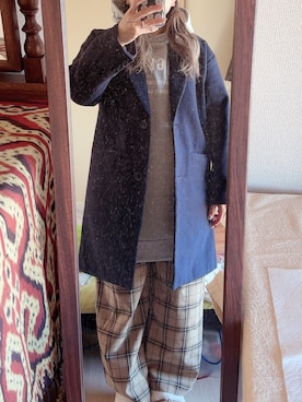 「Honeys（ハニーズ）のアイテム（チェスターコート）」を使った、わんちゃんさん（レディース・153cm）の冬コーディネート