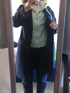 「Honeys（ハニーズ）のアイテム（チェスターコート）」を使った、わんちゃんさん（レディース・153cm）の春コーディネート