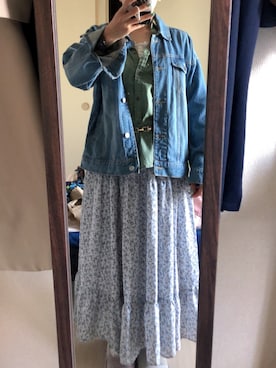 「Honeys（ハニーズ）のアイテム（デニムジャケット）」を使った、わんちゃんさん（レディース・153cm）の夏コーディネート