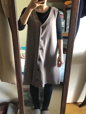 「Honeys（ハニーズ）のアイテム（ジャンパースカート）」を使った、わんちゃんさん（レディース・153cm）の秋コーディネート