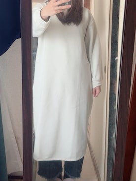 「Honeys（ハニーズ）のデニムワイドパンツ（デニムパンツ、ブルー系）」を使った、わんちゃんさん（レディース・153cm）の春コーディネート