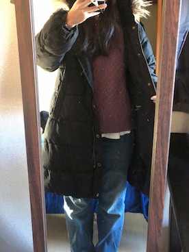 「Honeys（ハニーズ）のアイテム（ミリタリージャケット）」を使った、わんちゃんさん（レディース・153cm）の冬コーディネート