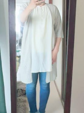 「Honeys（ハニーズ）のアイテム（デニムパンツ）」を使った、わんちゃんさん（レディース・153cm）の夏コーディネート