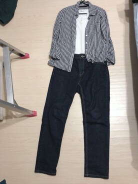 「Honeys（ハニーズ）のデニムテーパードパンツ（デニムパンツ）」を使った、わんちゃんさん（レディース・153cm）の秋コーディネート