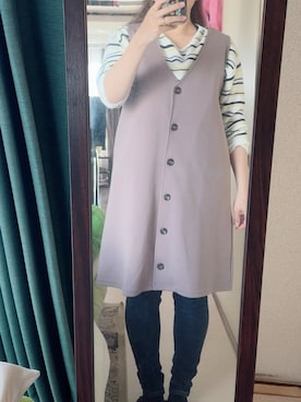 「Honeys（ハニーズ）のデニムスキニー（股下６６ｃｍ）（デニムパンツ、ブルー系）」を使った、わんちゃんさん（レディース・153cm）の春コーディネート