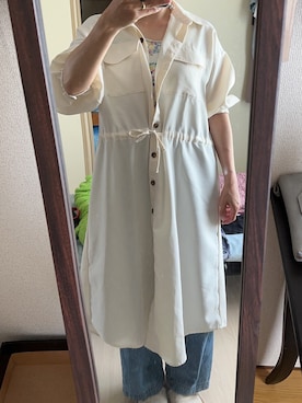 「Honeys（ハニーズ）のアイテム（シャツワンピース）」を使った、わんちゃんさん（レディース・153cm）の夏コーディネート