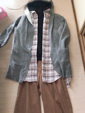 「Honeys（ハニーズ）のアイテム（シャツワンピース）」を使った、わんちゃんさん（レディース・153cm）の冬コーディネート