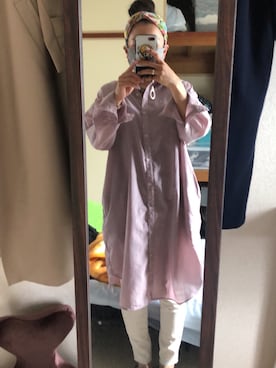 「Honeys（ハニーズ）のアイテム（シャツワンピース）」を使った、わんちゃんさん（レディース・153cm）の夏コーディネート