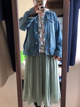 「Honeys（ハニーズ）のアイテム（デニムジャケット）」を使った、わんちゃんさん（レディース・153cm）の夏コーディネート