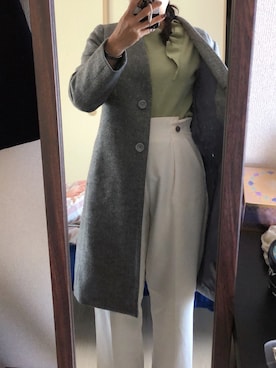 「Honeys（ハニーズ）のアイテム（ノーカラージャケット）」を使った、わんちゃんさん（レディース・153cm）の春コーディネート