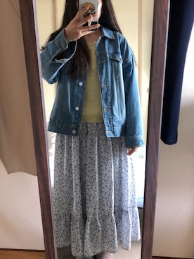 「Honeys（ハニーズ）のアイテム（デニムジャケット）」を使った、わんちゃんさん（レディース・153cm）の夏コーディネート
