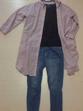 「Honeys（ハニーズ）のアイテム（シャツワンピース）」を使った、わんちゃんさん（レディース・153cm）の夏コーディネート