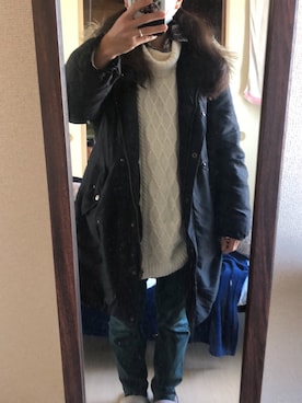 「Honeys（ハニーズ）のアイテム（ミリタリージャケット）」を使った、わんちゃんさん（レディース・153cm）の冬コーディネート