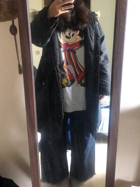 「Honeys（ハニーズ）のアイテム（ミリタリージャケット）」を使った、わんちゃんさん（レディース・153cm）の冬コーディネート