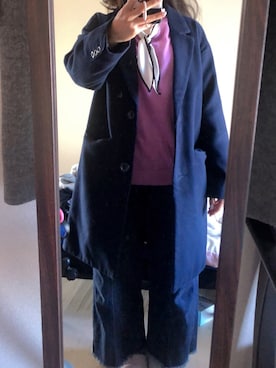 「Honeys（ハニーズ）のアイテム（チェスターコート）」を使った、わんちゃんさん（レディース・153cm）の春コーディネート