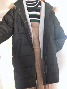 「ケーブルニット」｜「アイテム（サロペット/オーバーオール）」を使った、わんちゃんさん（レディース・153cm）の冬コーディネート