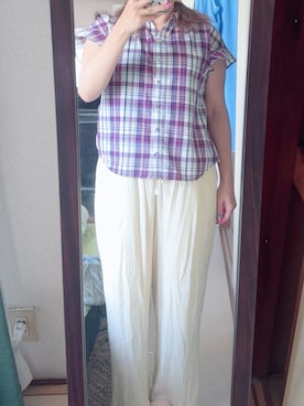 「チェック柄に恋してる」｜わんちゃんさん（レディース・153cm）の夏コーディネート