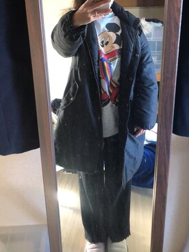 「Honeys（ハニーズ）のアイテム（ミリタリージャケット）」を使った、わんちゃんさん（レディース・153cm）の冬コーディネート