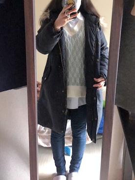 「Honeys（ハニーズ）のアイテム（ミリタリージャケット）」を使った、わんちゃんさん（レディース・153cm）の春コーディネート