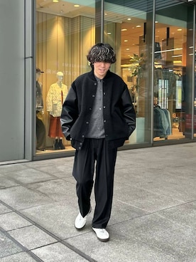 「アイテム（スタジャン）」を使った、nishioka さん（メンズ・170cm）の秋コーディネート