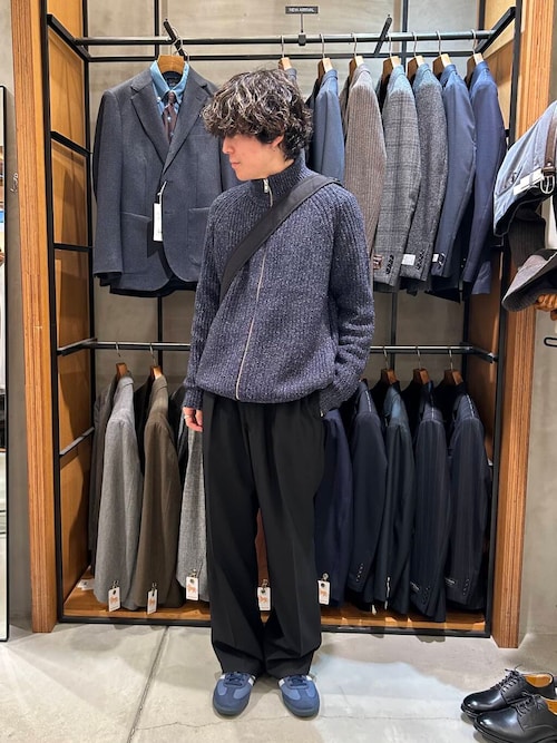 レザレグション　防風　ロゴ　ニット　ネイビー スウェット ニット」に該当するトップス（ブルー・ネイビー/青色