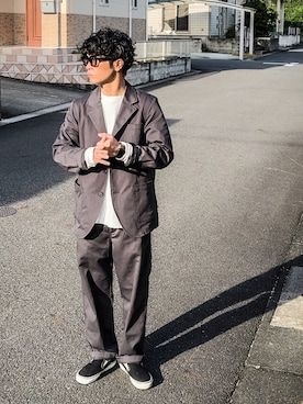 「アイテム（スリッポン）」を使った、SG Ryoheyさん（メンズ・163cm）の秋コーディネート