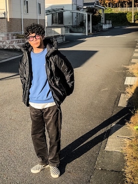 「アイテム（スウェット）」を使った、SG Ryoheyさん（メンズ・163cm）の冬コーディネート