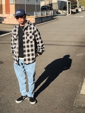 「HUF（ハフ）のアイテム」を使った、SG Ryoheyさん（メンズ・163cm）の冬コーディネート