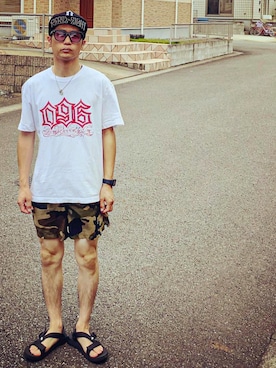 「カモフラパンツ」｜「アイテム（その他）」を使った、SG Ryoheyさん（メンズ・163cm）の夏コーディネート