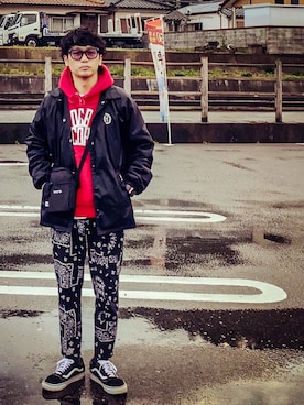 「HUF（ハフ）のアイテム（ジャケット/アウター）」を使った、SG Ryoheyさん（メンズ・163cm）の冬コーディネート