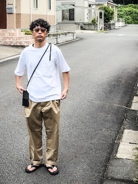 「アイテム（サングラス、ベージュ系）」を使った、SG Ryoheyさん（メンズ・163cm）の秋コーディネート