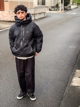 「アイテム（スリッポン）」を使った、SG Ryoheyさん（メンズ・163cm）の冬コーディネート