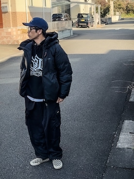 「HUF（ハフ）のアイテム」を使った、SG Ryoheyさん（メンズ・163cm）の冬コーディネート