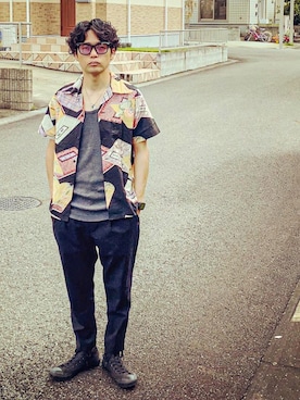 「Dry Bones（ドライボーンズ）のアイテム（トップス）」を使った、SG Ryoheyさん（メンズ・163cm）の夏コーディネート