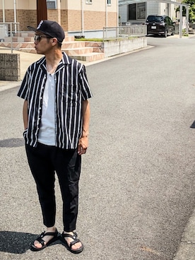 「アイテム（サンダル）」を使った、SG Ryoheyさん（メンズ・163cm）の春コーディネート