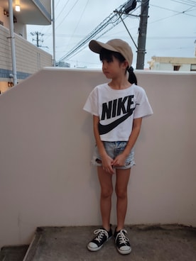 「no brand（ノーブランド）のアイテム（帽子）」を使った、HINAさん（キッズ・125cm）の春コーディネート