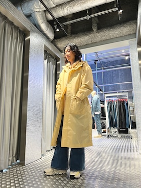 「DIESEL（ディーゼル）のアイテム（モッズコート）」を使った、Romiさん（レディース・168cm）の冬コーディネート