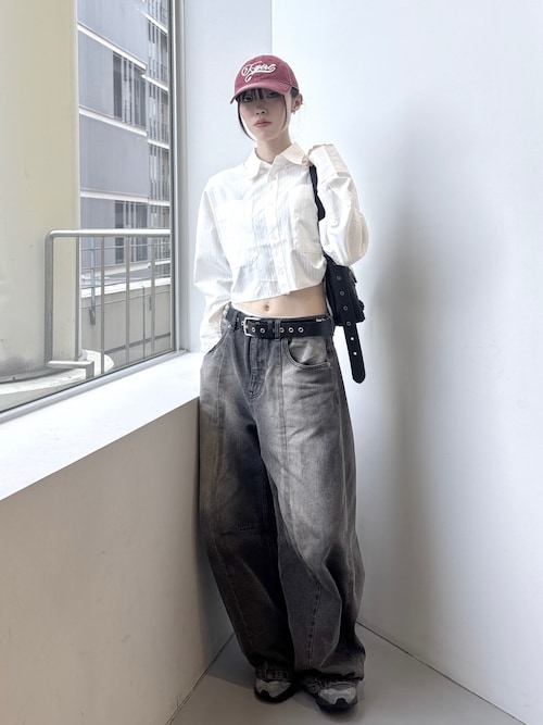 Cropped L/S Tシャツ FACE CROPPED L/S SHIRT（シャツ/ブラウス）｜X-girl（エックスガール
