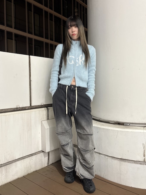 エックスガール セーター X-girl（エックスガール） ニット セーター LOGO JACQUARD ZIP UP