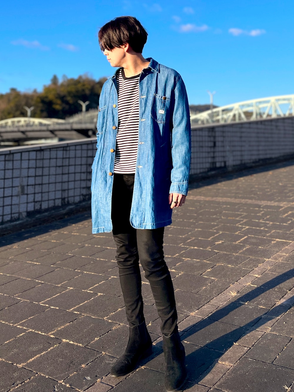 「春、春アウター、韓国ファッション、私の推しブランド、ブーツ、大人カジュアル、大人コーデ、韓国コーデ、韓国スタイル」｜「ADRERのロングスリーブビッグロンT（Tシャツ/カットソー、その他）」を使った、Kagetoraさん（メンズ・178cm）の冬コーディネートの1枚目の写真