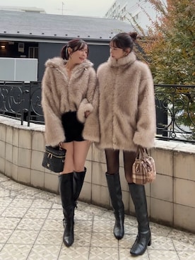 「ファーコート」｜「アイテム（その他アウター）」を使った、おはなさん（レディース・157cm）の冬コーディネート