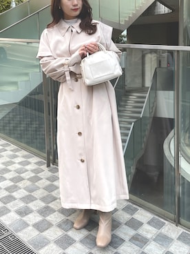 「ケープコート」｜「アイテム（トレンチコート）」を使った、おはなさん（レディース・155cm）の冬コーディネート