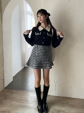 「one after another NICE CLAUP（ワンアフターアナザーナイスクラップ）のアイテム（ニット/セーター）」を使った、おはなさん（レディース・157cm）の秋コーディネート