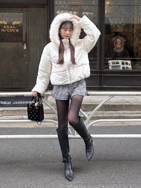 「アイテム（ダウンジャケット/コート）」を使った、おはなさん（レディース・157cm）の秋コーディネート