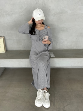 「one after another NICE CLAUP（ワンアフターアナザーナイスクラップ）のアイテム（キャップ）」を使った、おはなさん（レディース・157cm）の春コーディネート