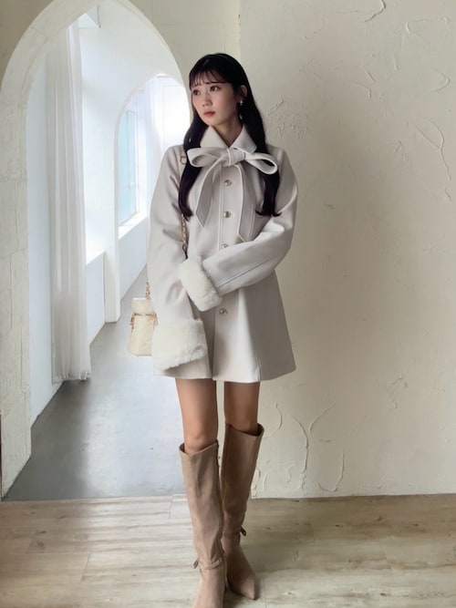 one after another NICE CLAUPリボンミドルコート セール】2wayリボンミドルコート/SMサイズあり（ステンカラーコート