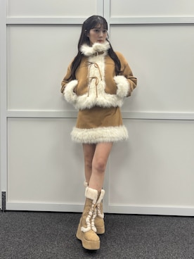「アイテム（ムートンコート）」を使った、おはなさん（レディース・157cm）の秋コーディネート
