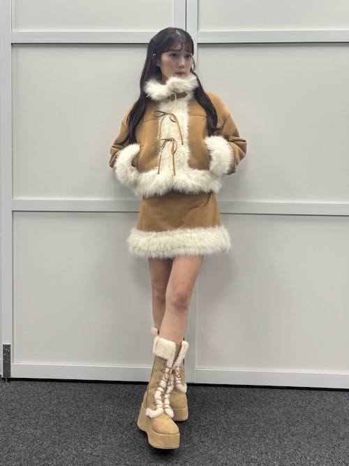 再入荷】マイナス3キロ見えレースアップムートンブーツ（ブーツ）｜one