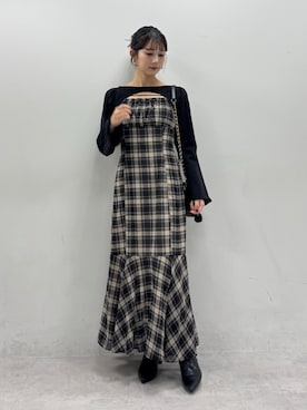 「one after another NICE CLAUP（ワンアフターアナザーナイスクラップ）のアイテム（ワンピース）」を使った、おはなさん（レディース・157cm）の秋コーディネート