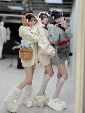 「アイテム（ファッション雑貨、ホワイト系）」を使った、おはなさん（レディース・157cm）の秋コーディネート